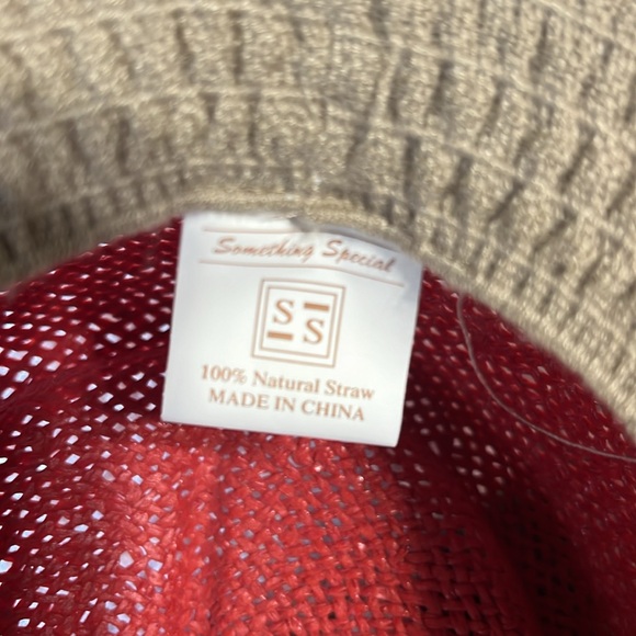 Something Special Red Straw Hat Sun Beaded Gold Purple Womens - Picture 7 of 10